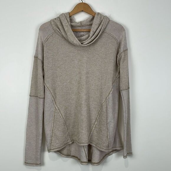 Urban Outfitters Long Sleeve Shirt Women’s Medium Mock Neck Beige Oatmeal - Picture 1 of 7